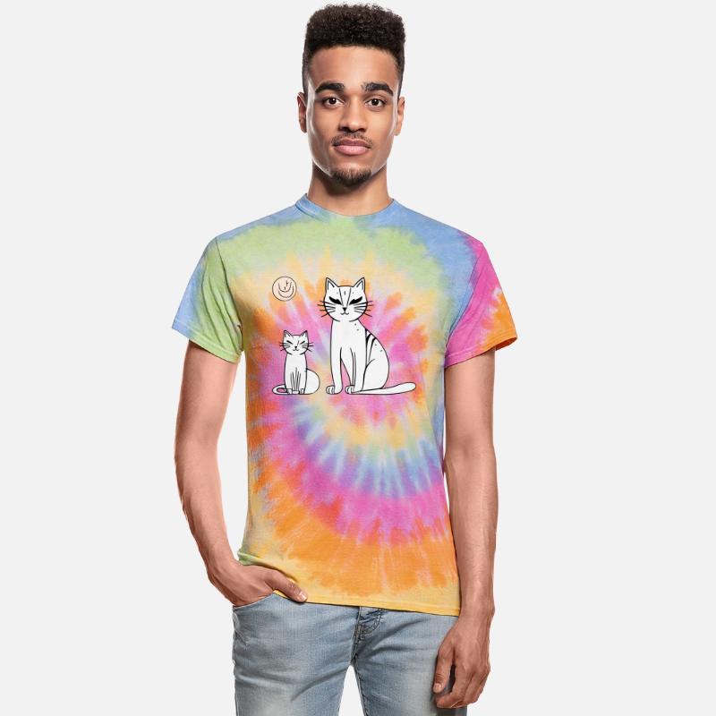 Parent and Kitten Cats Doodle Vector three colors