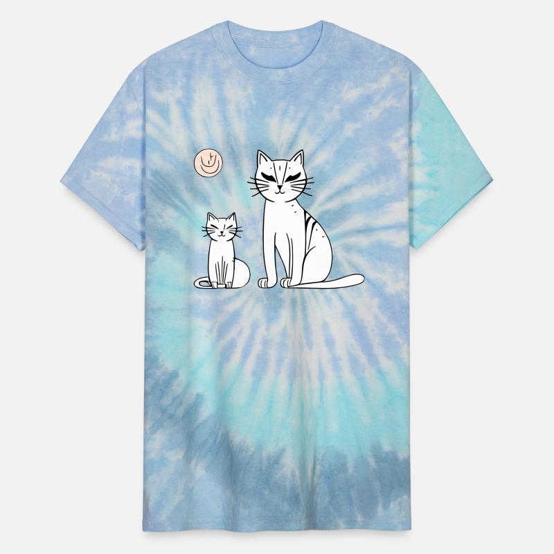 Parent and Kitten Cats Doodle Vector three colors