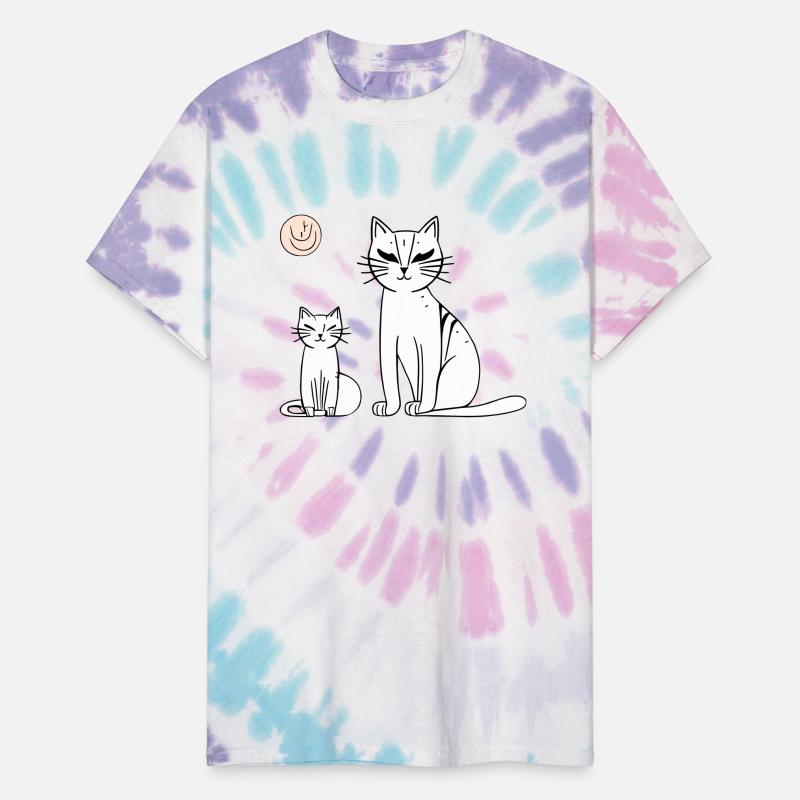 Parent and Kitten Cats Doodle Vector three colors
