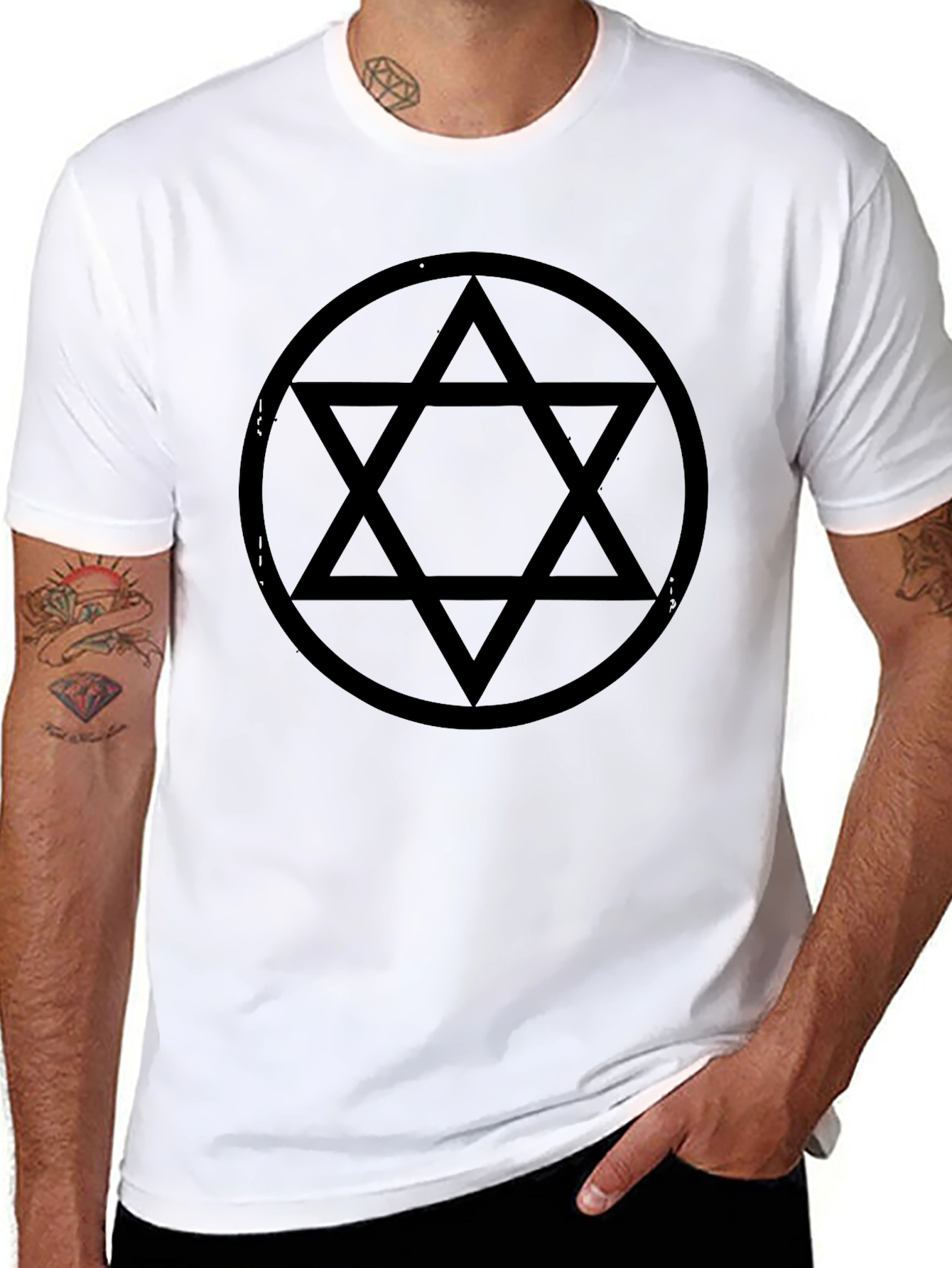 Geometric Star Graphic Black T-Shirt