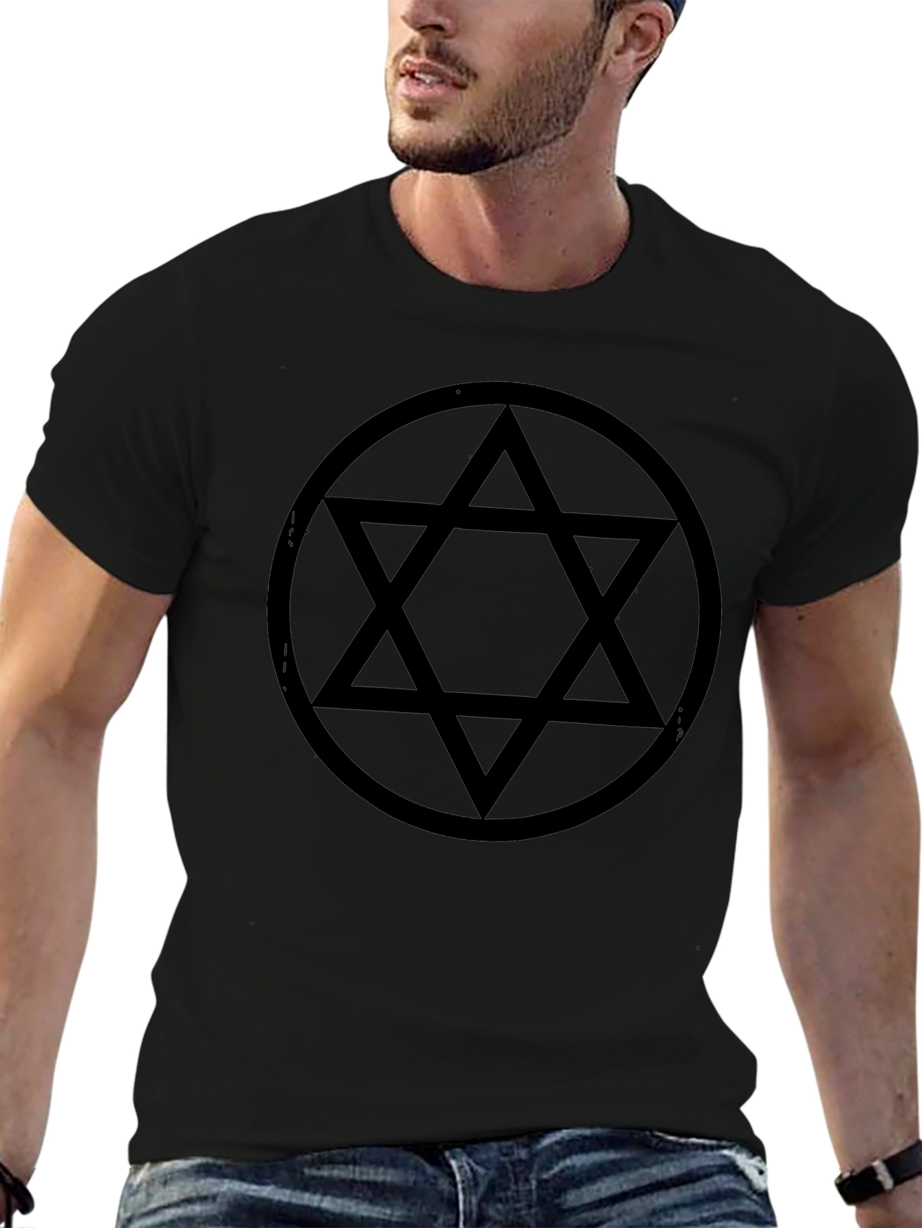 Geometric Star Graphic Black T-Shirt