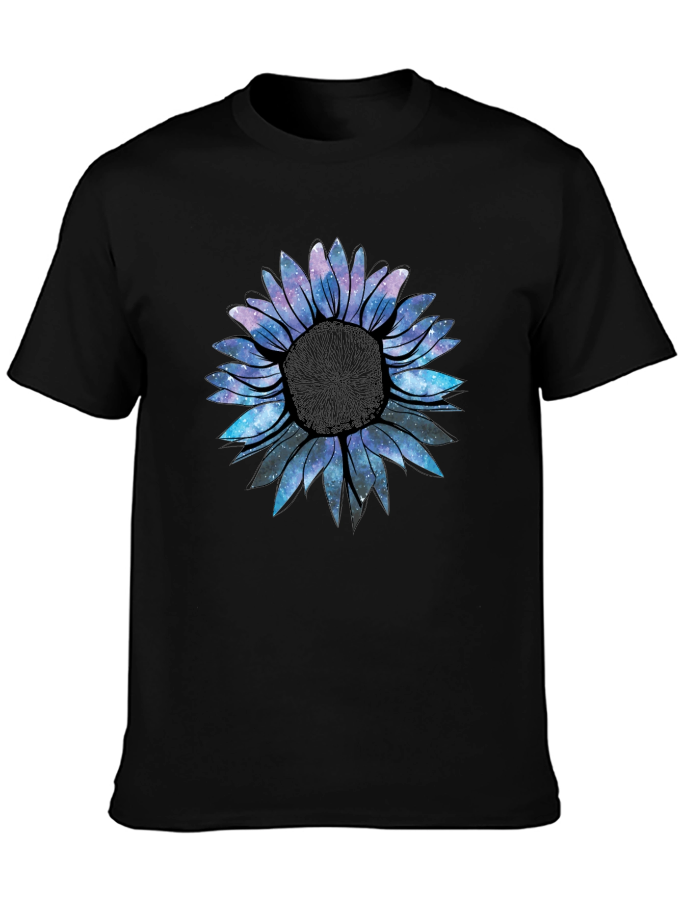 Galaxy Sunflower Graphic Tee - Black