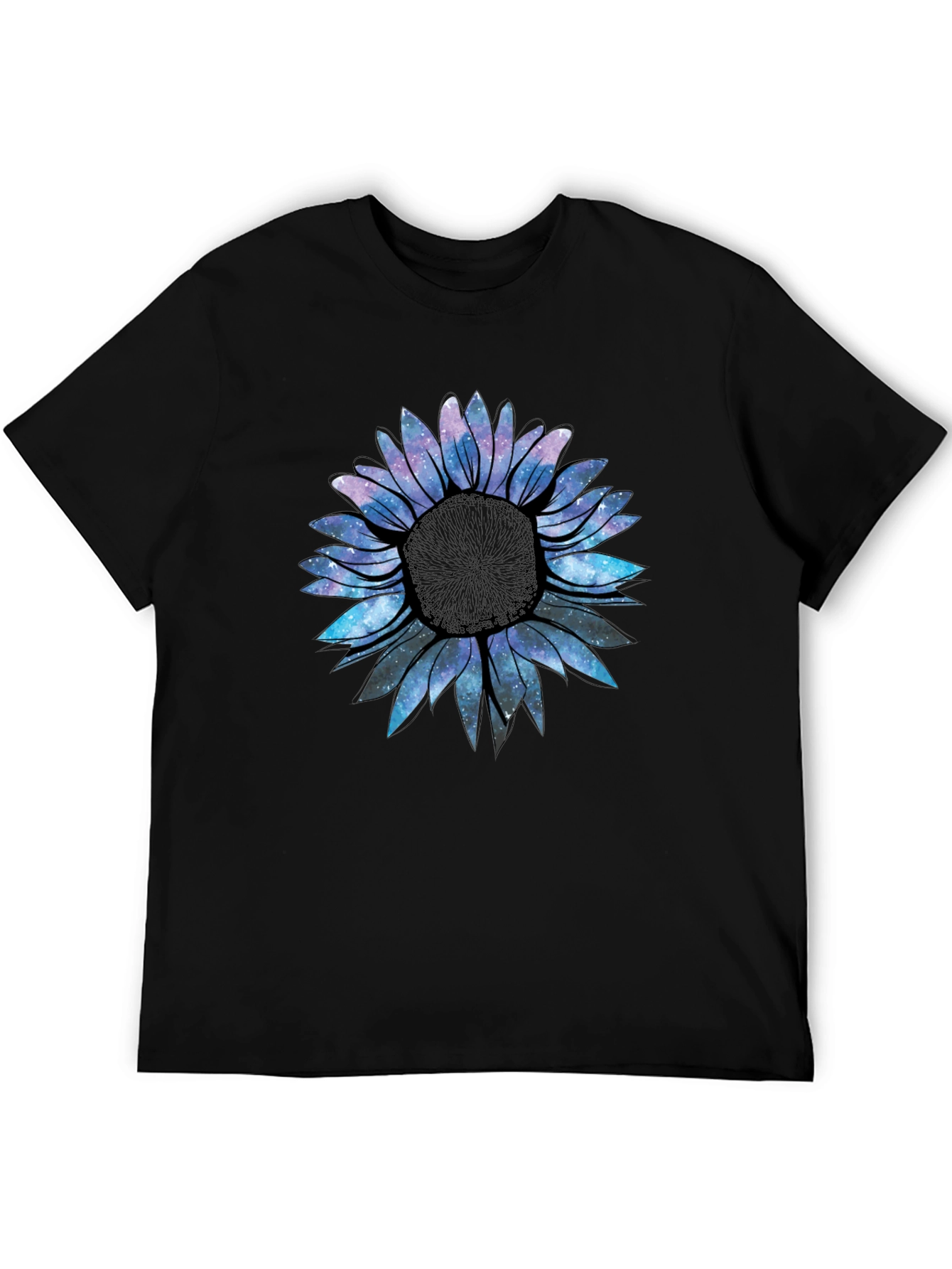 Galaxy Sunflower Graphic Tee - Black