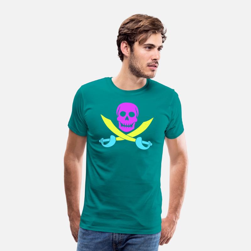 Pirate Two Sabre 2 Swords Skeleton Skull Colorful
