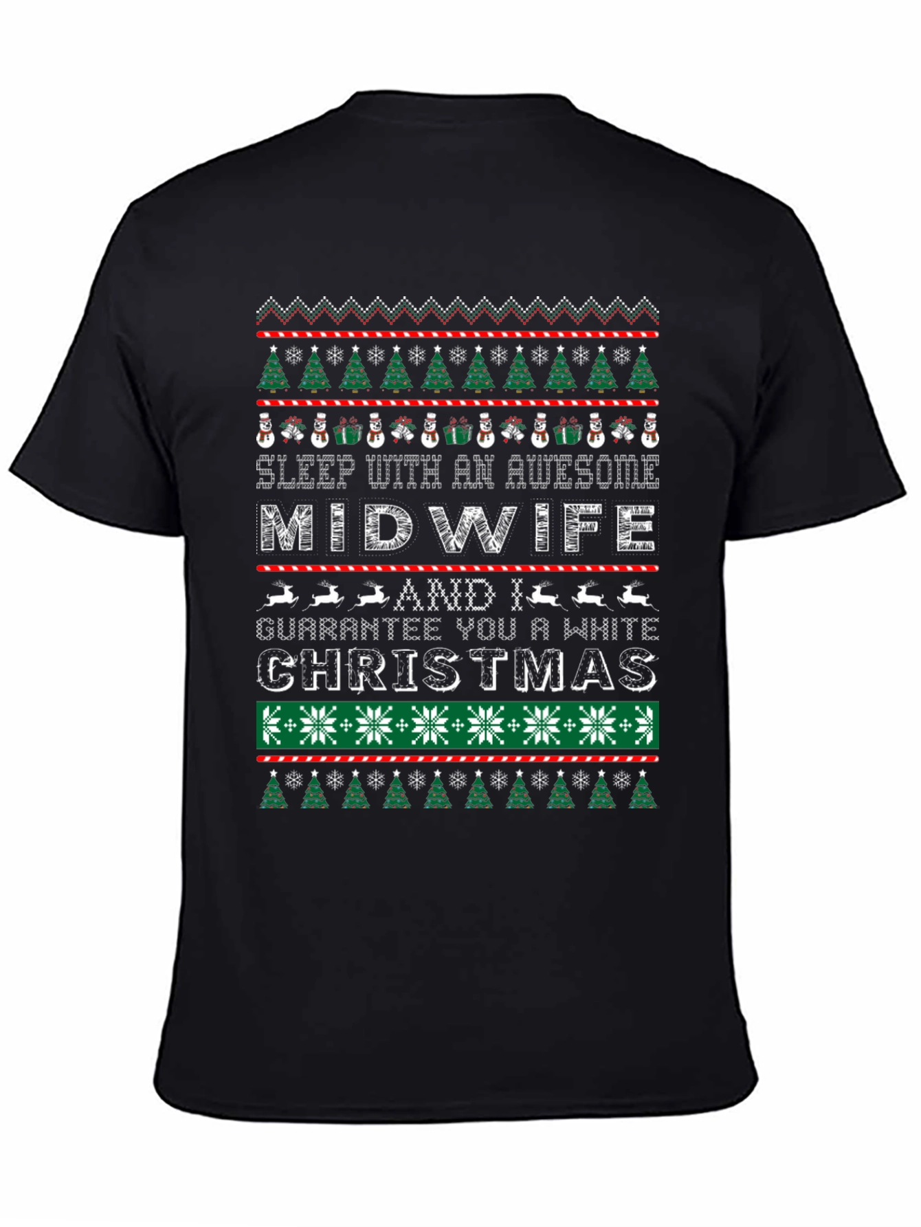 Awesome Midwife White Christmas Graphic T-Shirt
