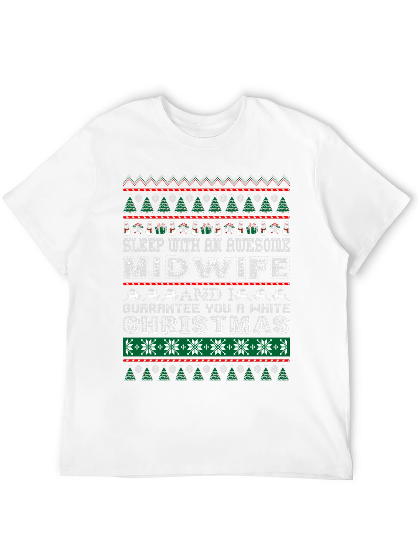 Awesome Midwife White Christmas Graphic T-Shirt