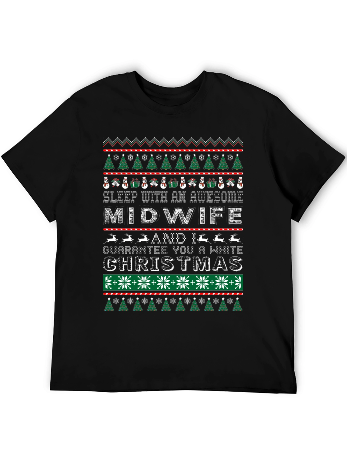 Awesome Midwife White Christmas Graphic T-Shirt