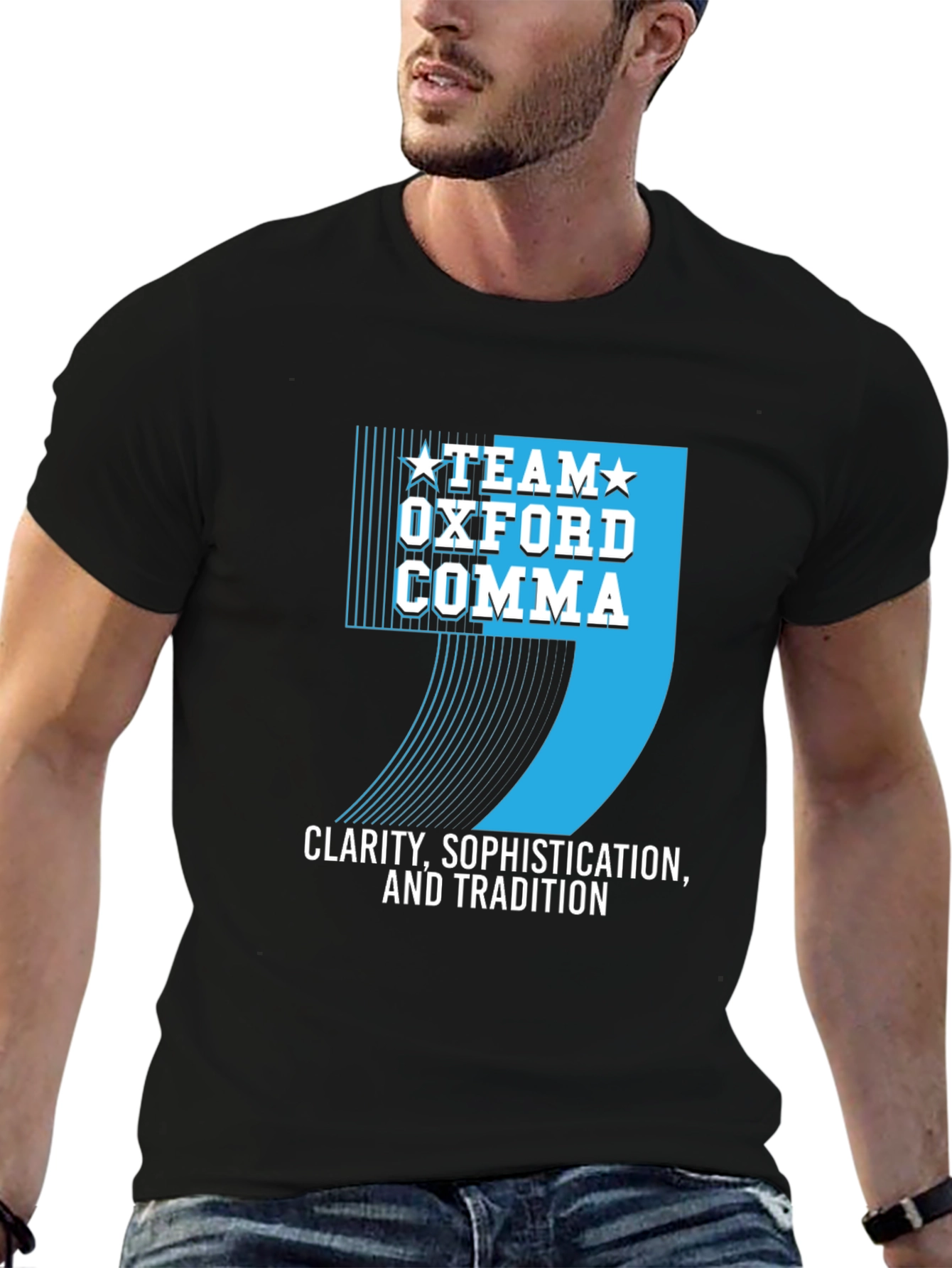 Team Oxford Comma T-Shirt - Clarity Sophistication Tradition