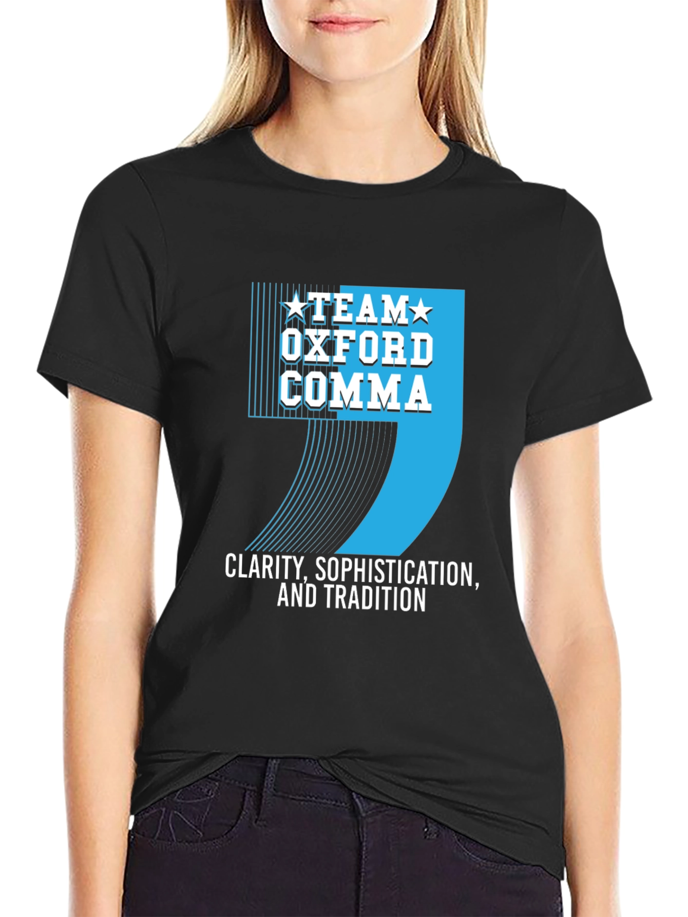 Team Oxford Comma T-Shirt - Clarity Sophistication Tradition