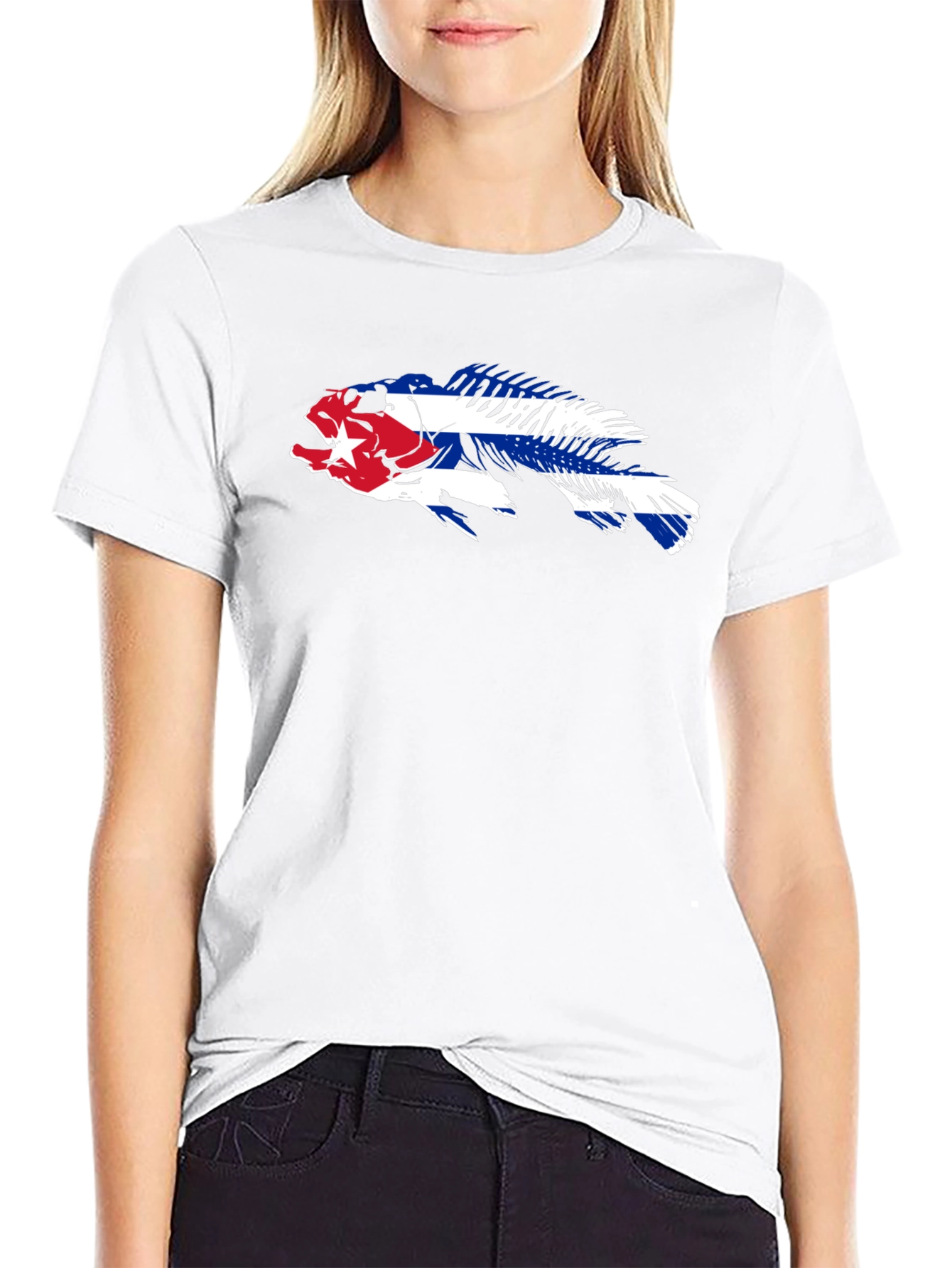 Cuban Flag Fish Skeleton T-Shirt