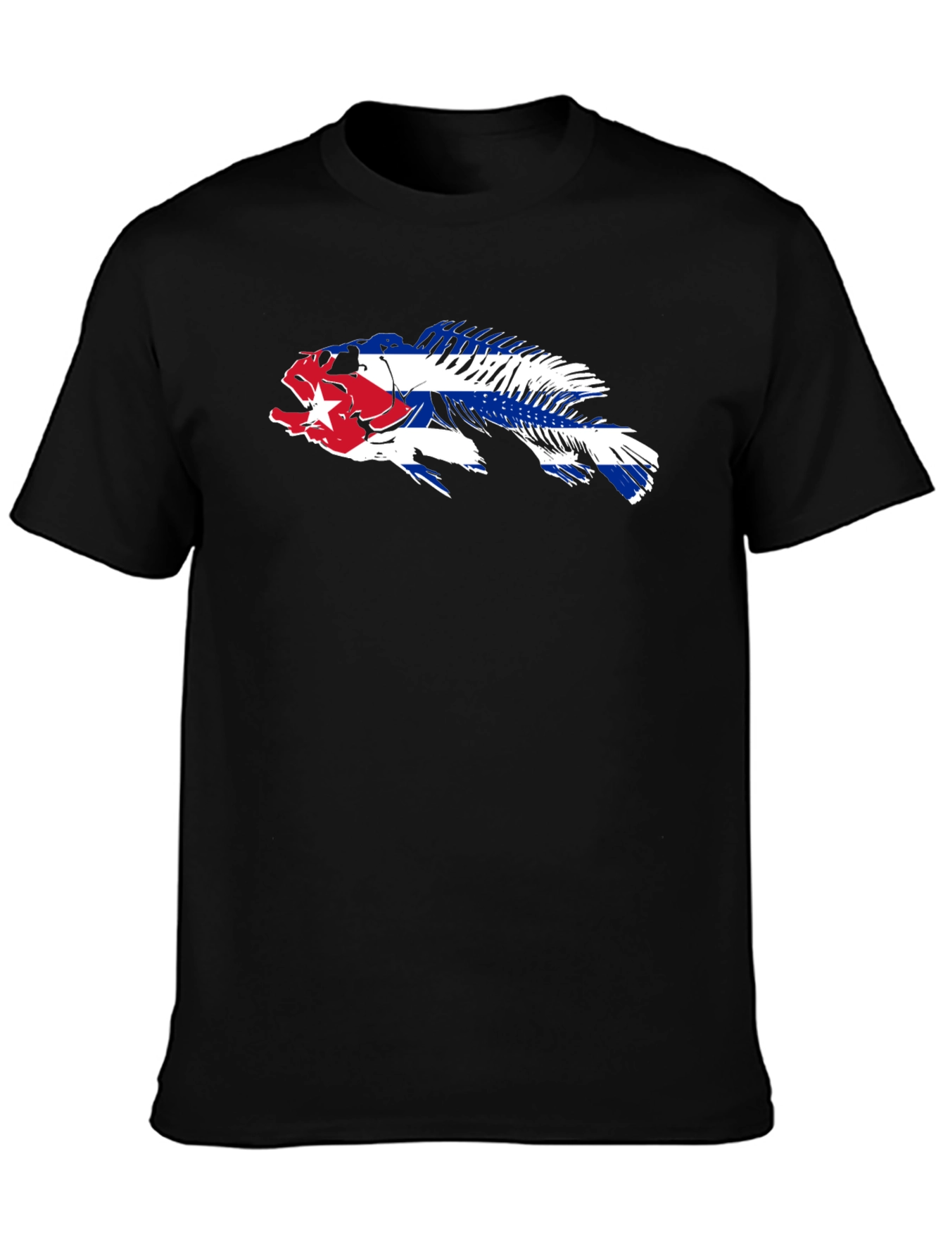 Cuban Flag Fish Skeleton T-Shirt