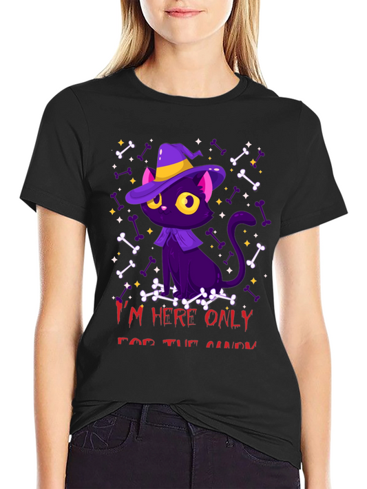 Halloween Cat T-Shirt: Im Here Only for the Candy