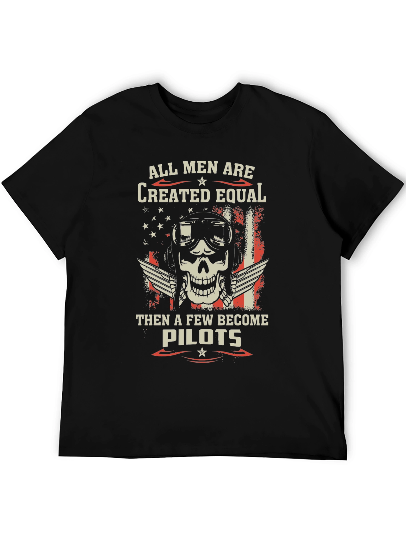 Pilot Skull Graphic T-Shirt - Patriotic Design