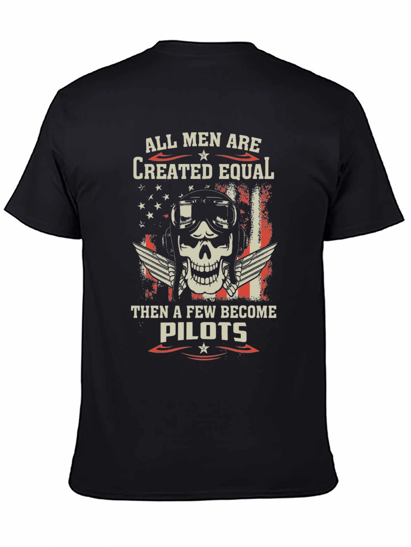 Pilot Skull Graphic T-Shirt - Patriotic Design