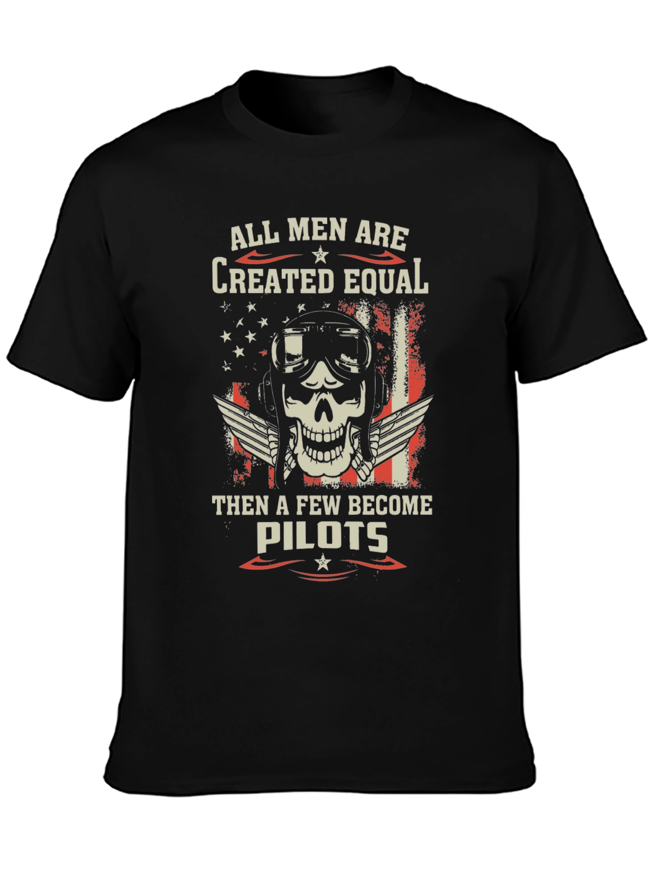 Pilot Skull Graphic T-Shirt - Patriotic Design