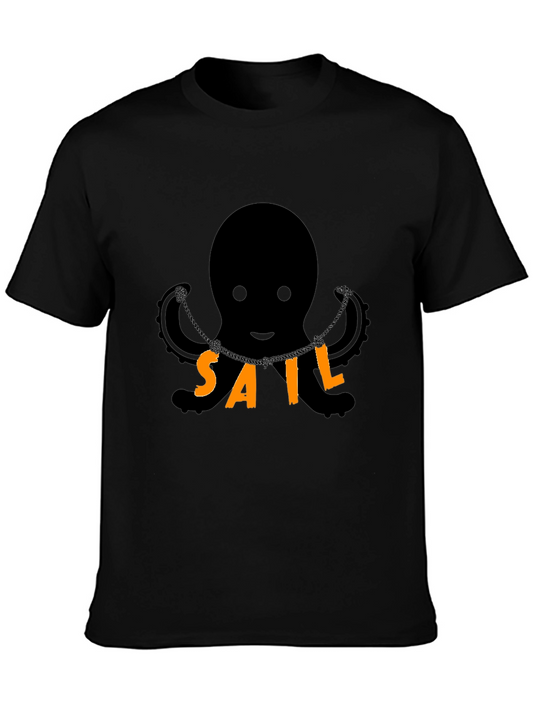 Octopus SAIL T-Shirt - Black Cotton Blend