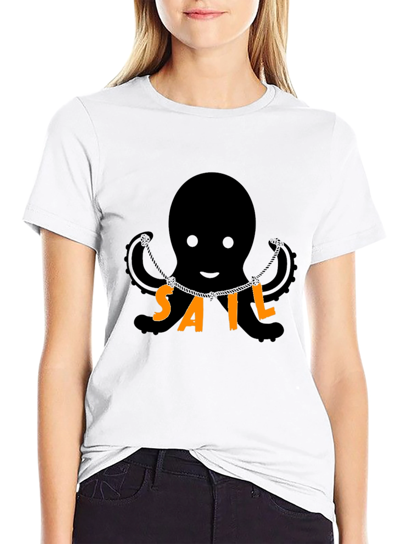 Octopus SAIL T-Shirt - Black Cotton Blend