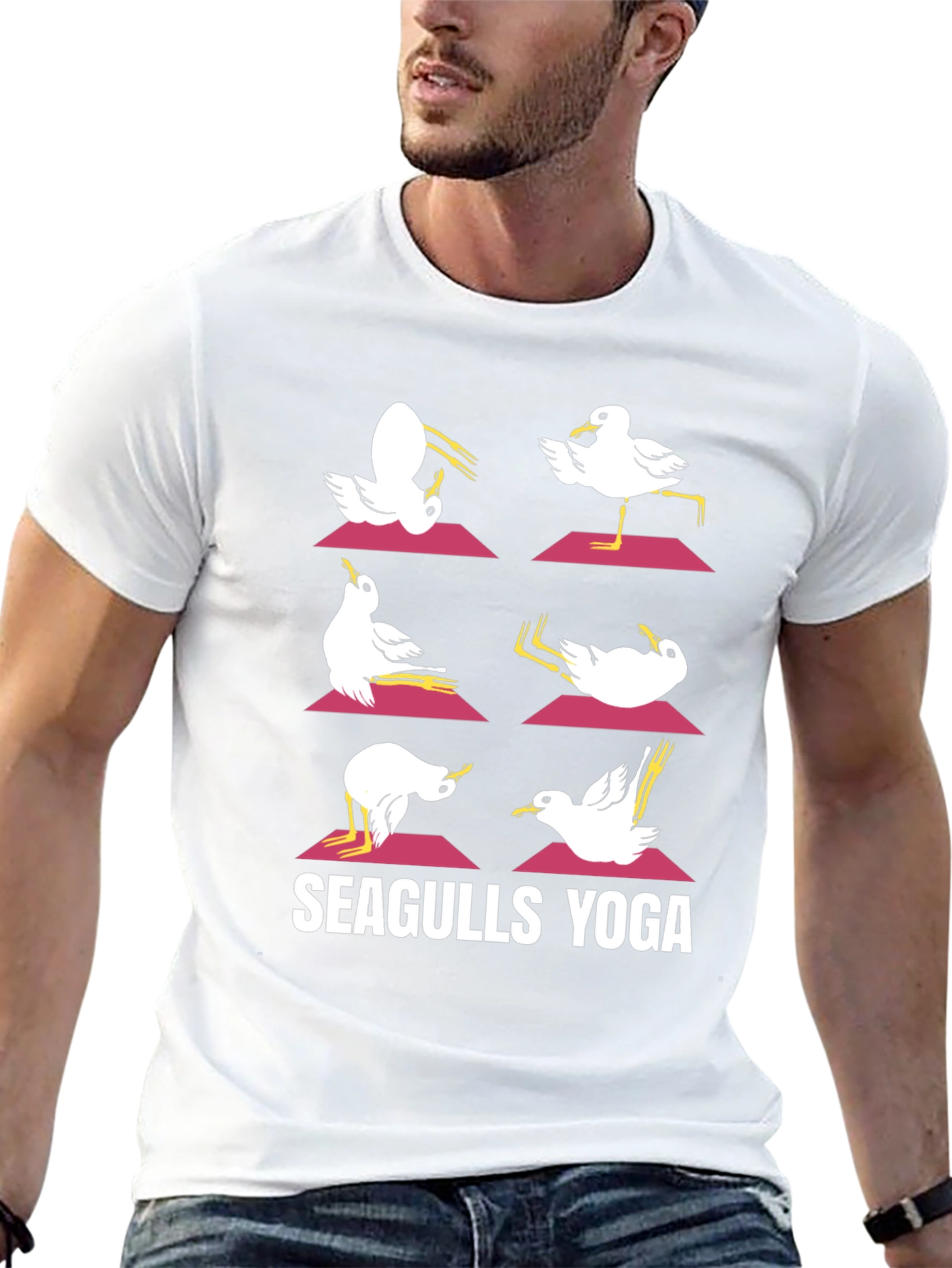 Seagulls Yoga Black Graphic Tee