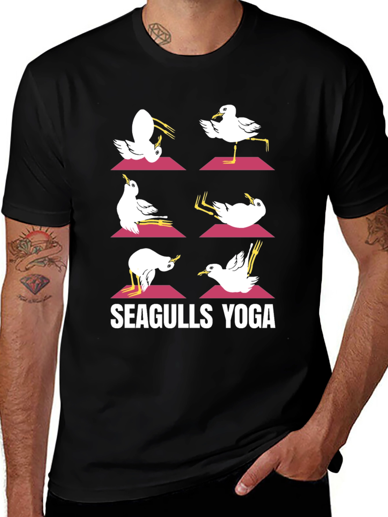 Seagulls Yoga Black Graphic Tee