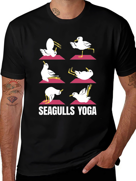 Seagulls Yoga Black Graphic Tee
