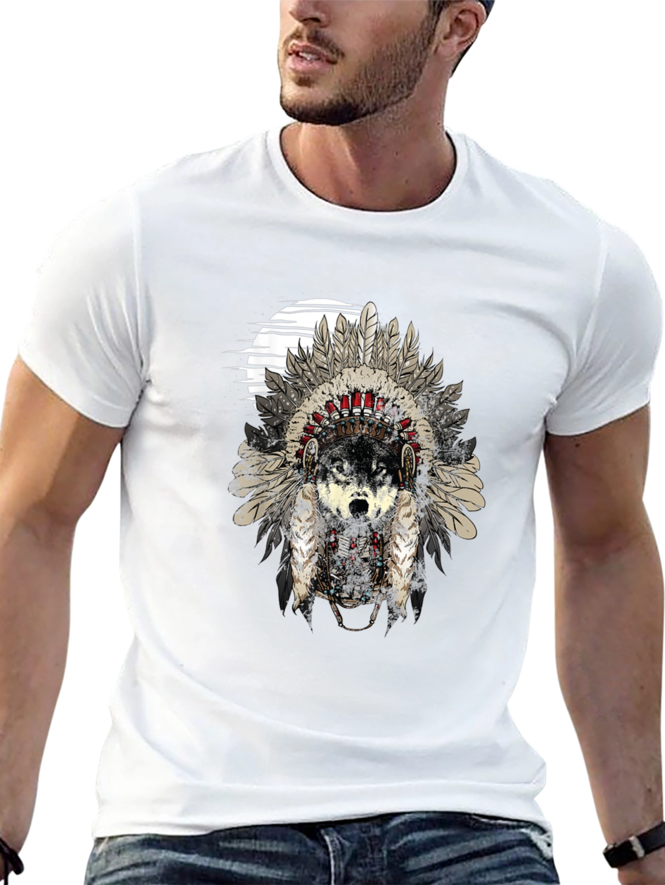 Wolf Headdress Graphic Tee - Black