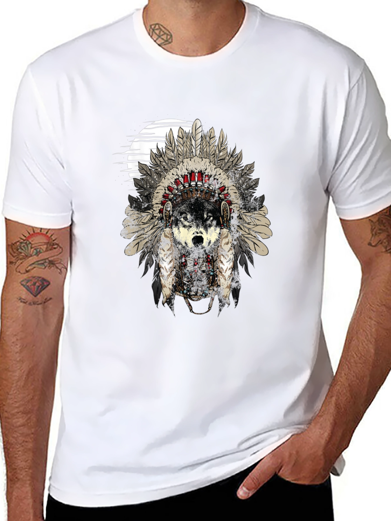 Wolf Headdress Graphic Tee - Black