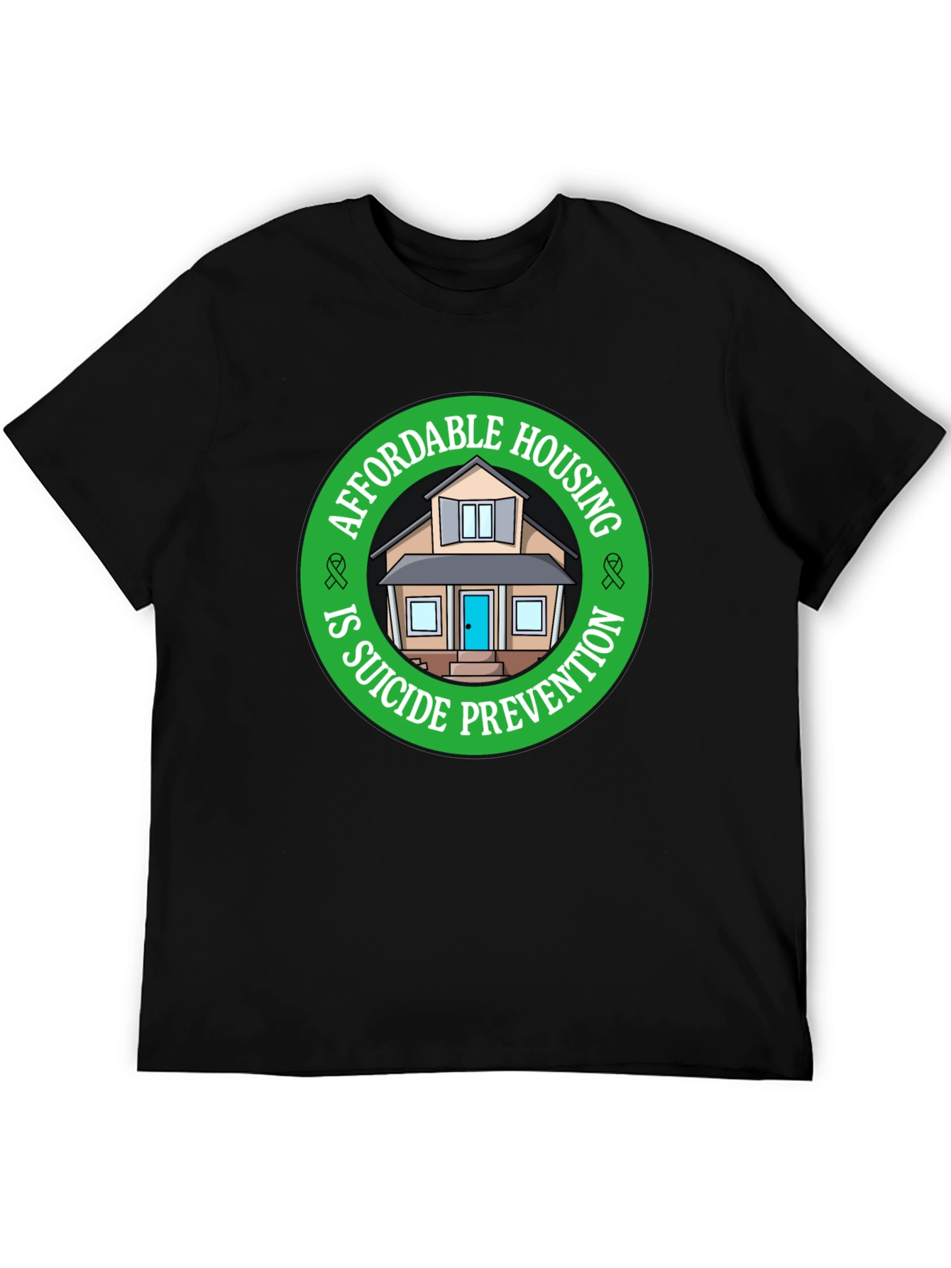 Affordable Housing Suicide Prevention Black T-Shirt