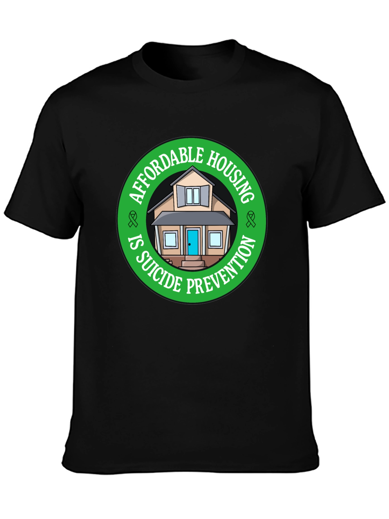 Affordable Housing Suicide Prevention Black T-Shirt