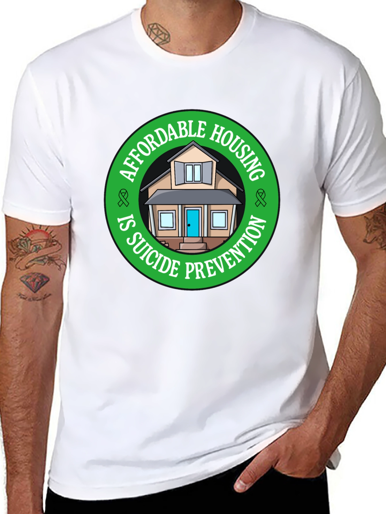 Affordable Housing Suicide Prevention Black T-Shirt