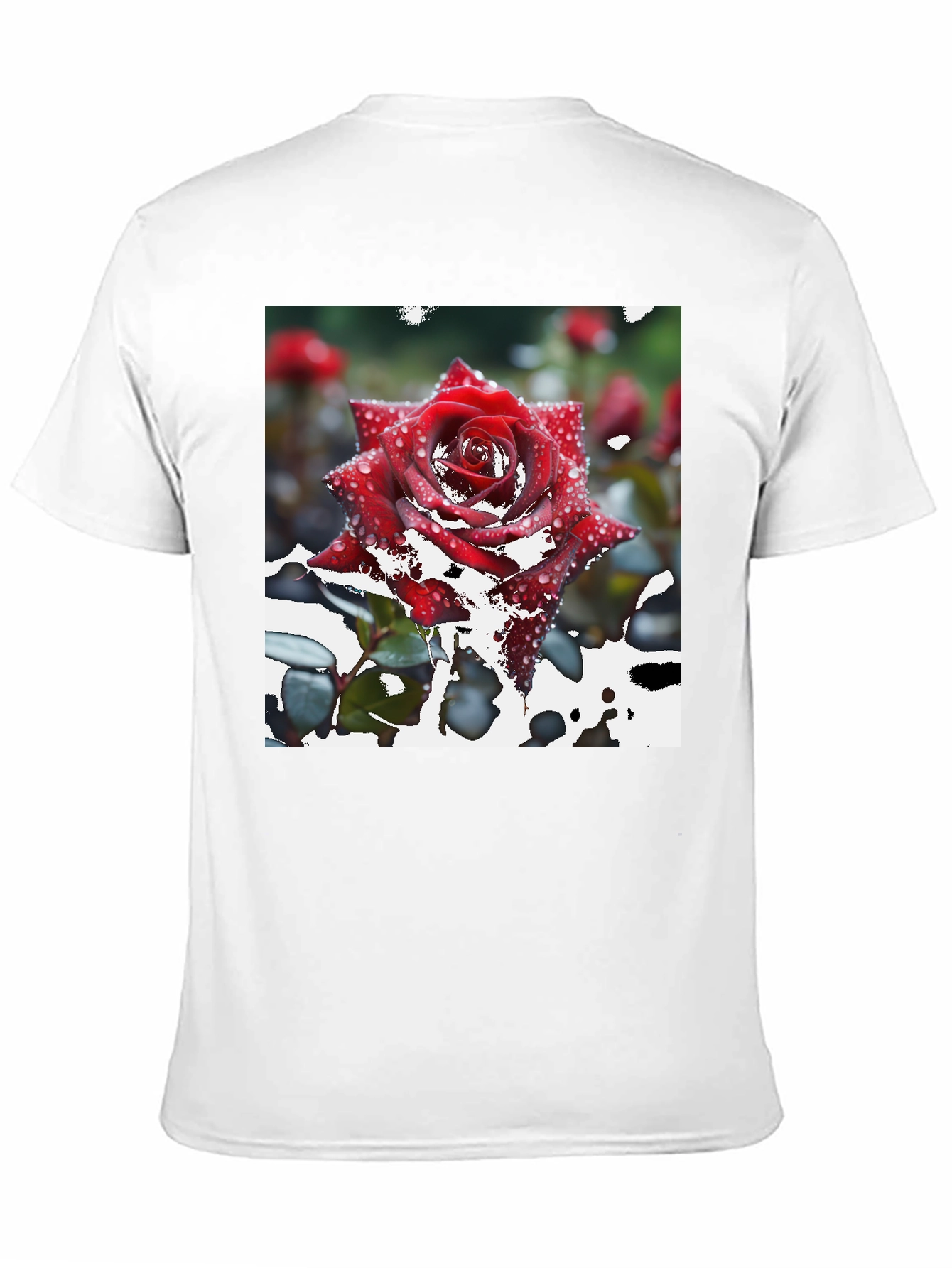 Red Rose on Black T-Shirt