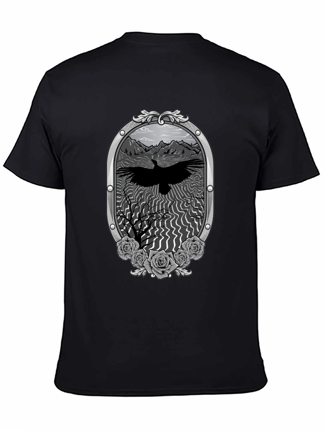 Raven & Roses Graphic Tee - Dark Mountain Style