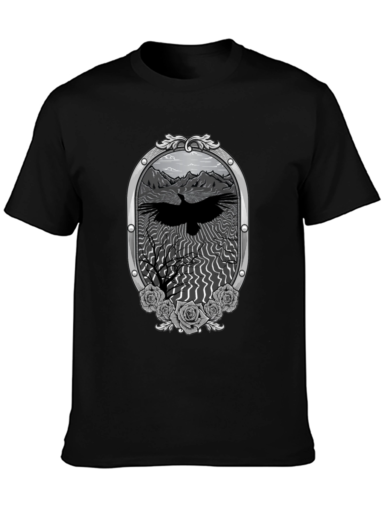 Raven & Roses Graphic Tee - Dark Mountain Style