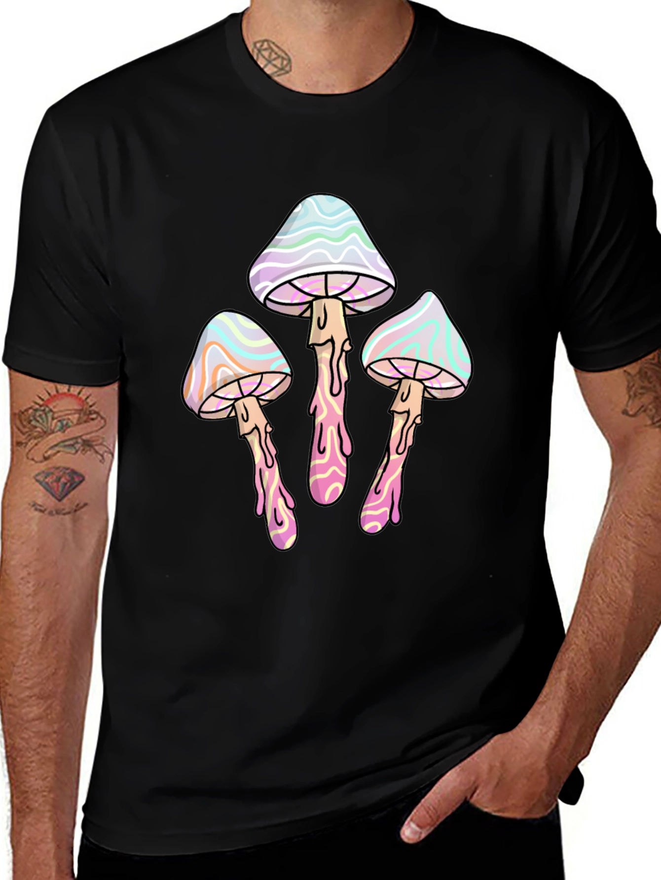 Psychedelic Mushroom T-Shirt - Black Graphic Tee