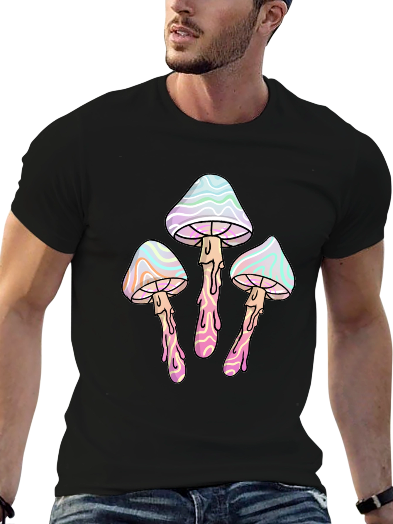 Psychedelic Mushroom T-Shirt - Black Graphic Tee
