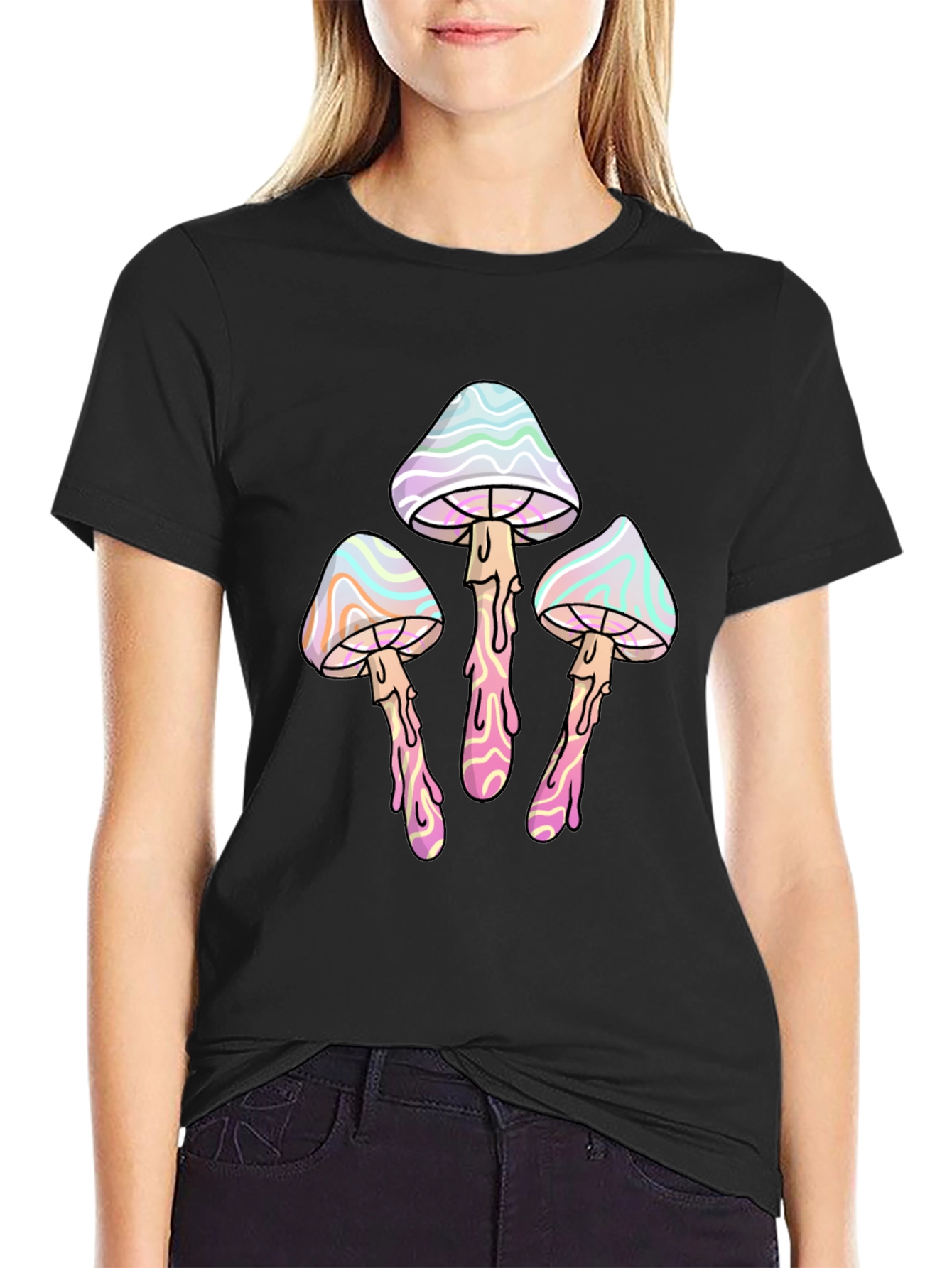 Psychedelic Mushroom T-Shirt - Black Graphic Tee