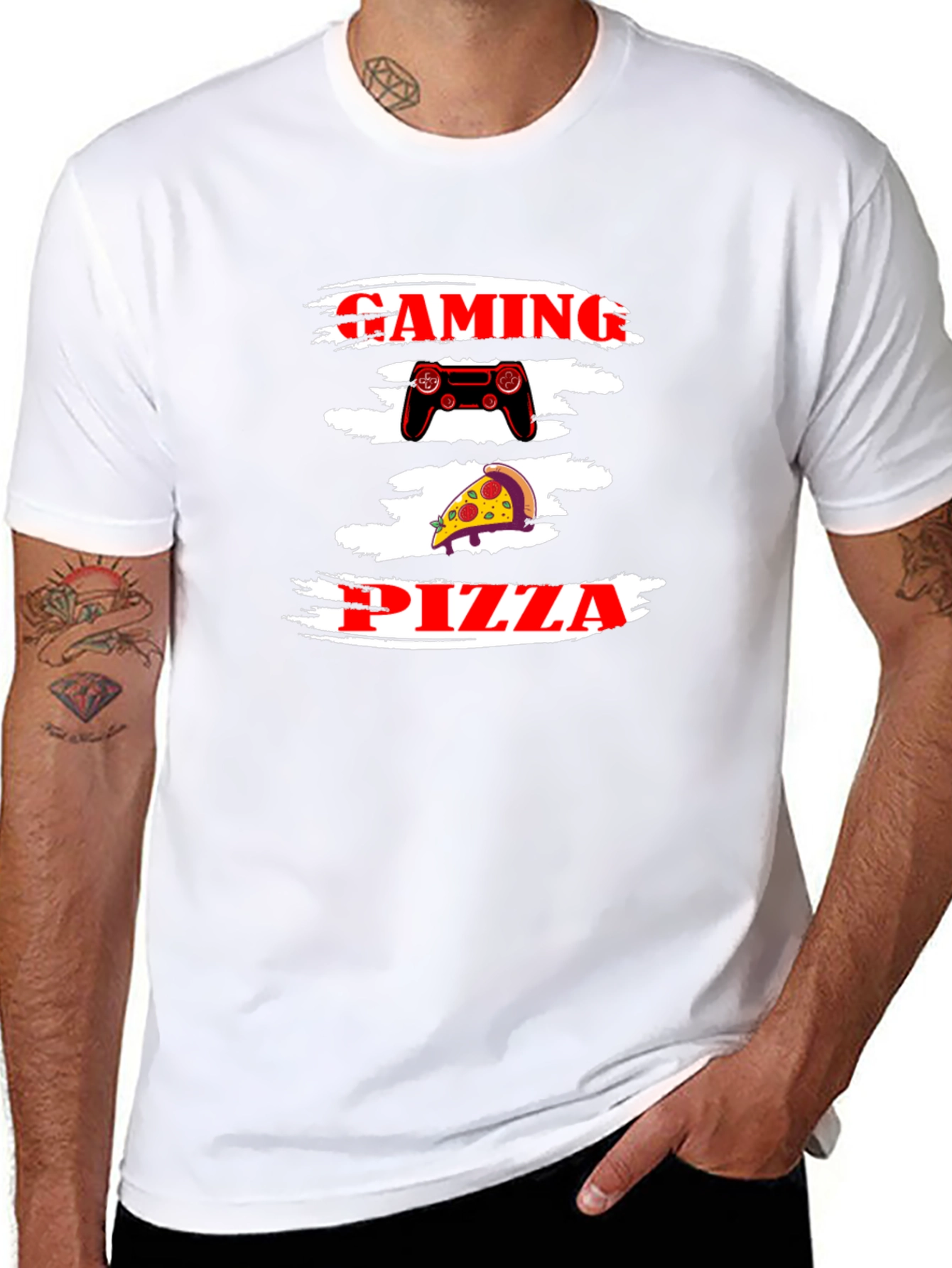 Gaming Pizza Graphic Tee - Black