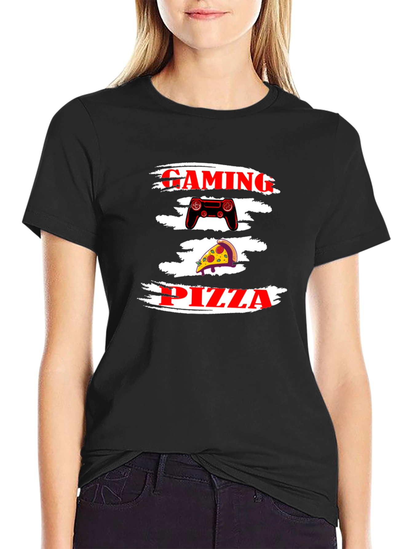Gaming Pizza Graphic Tee - Black