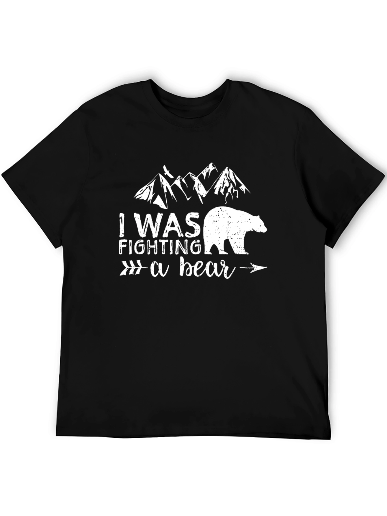 I Was Fighting A Bear T-Shirt Black Graphic Tee