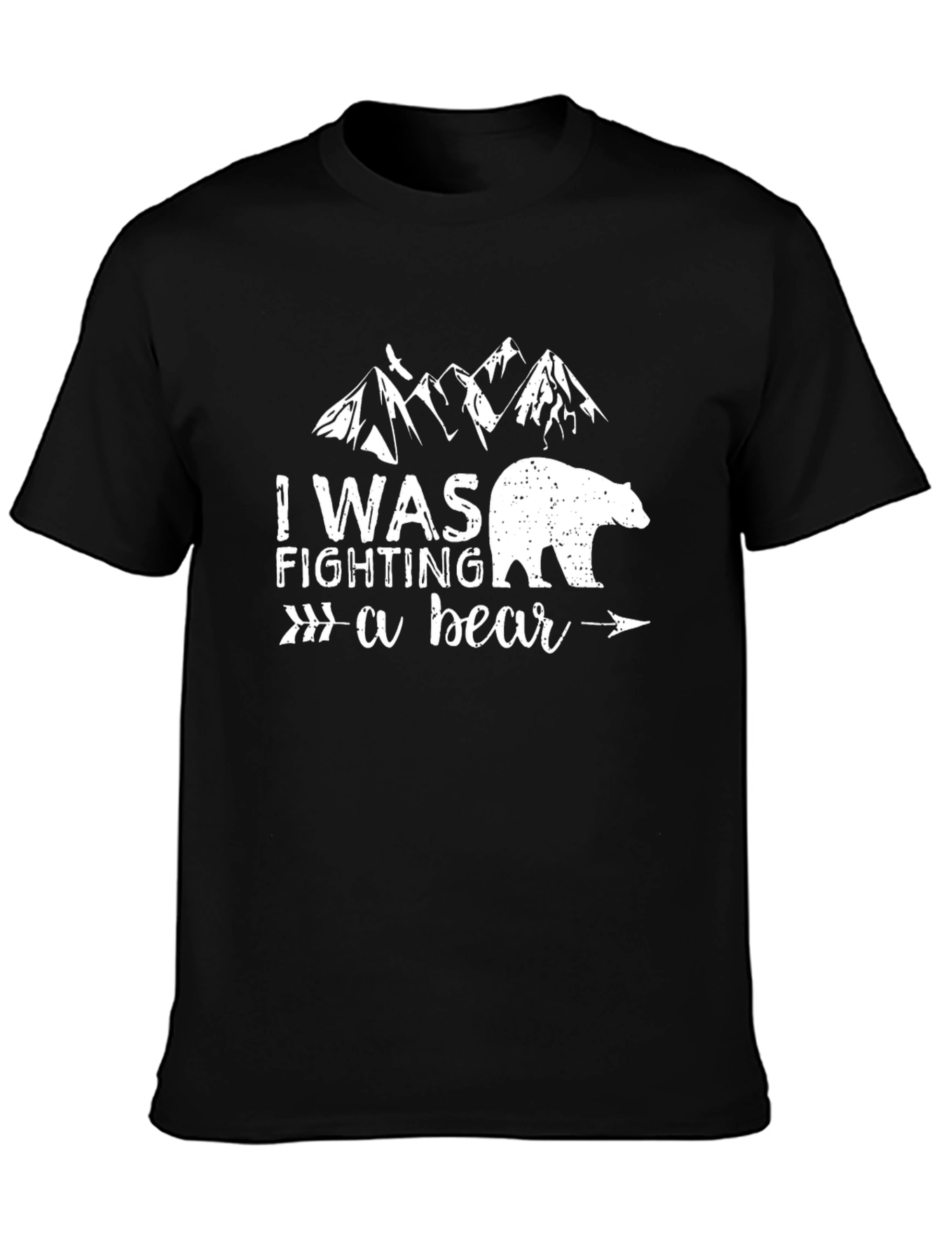 I Was Fighting A Bear T-Shirt Black Graphic Tee