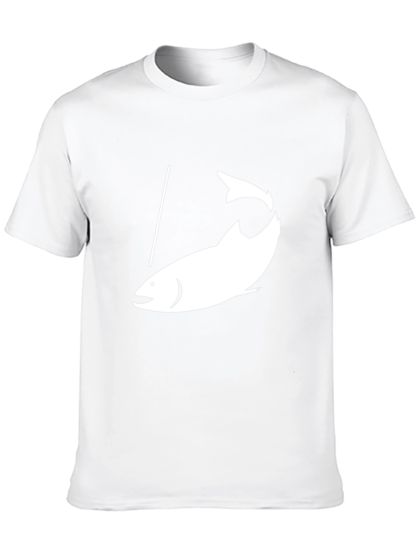 Fishing T-Shirt - Black Tee with White Fish Graphic