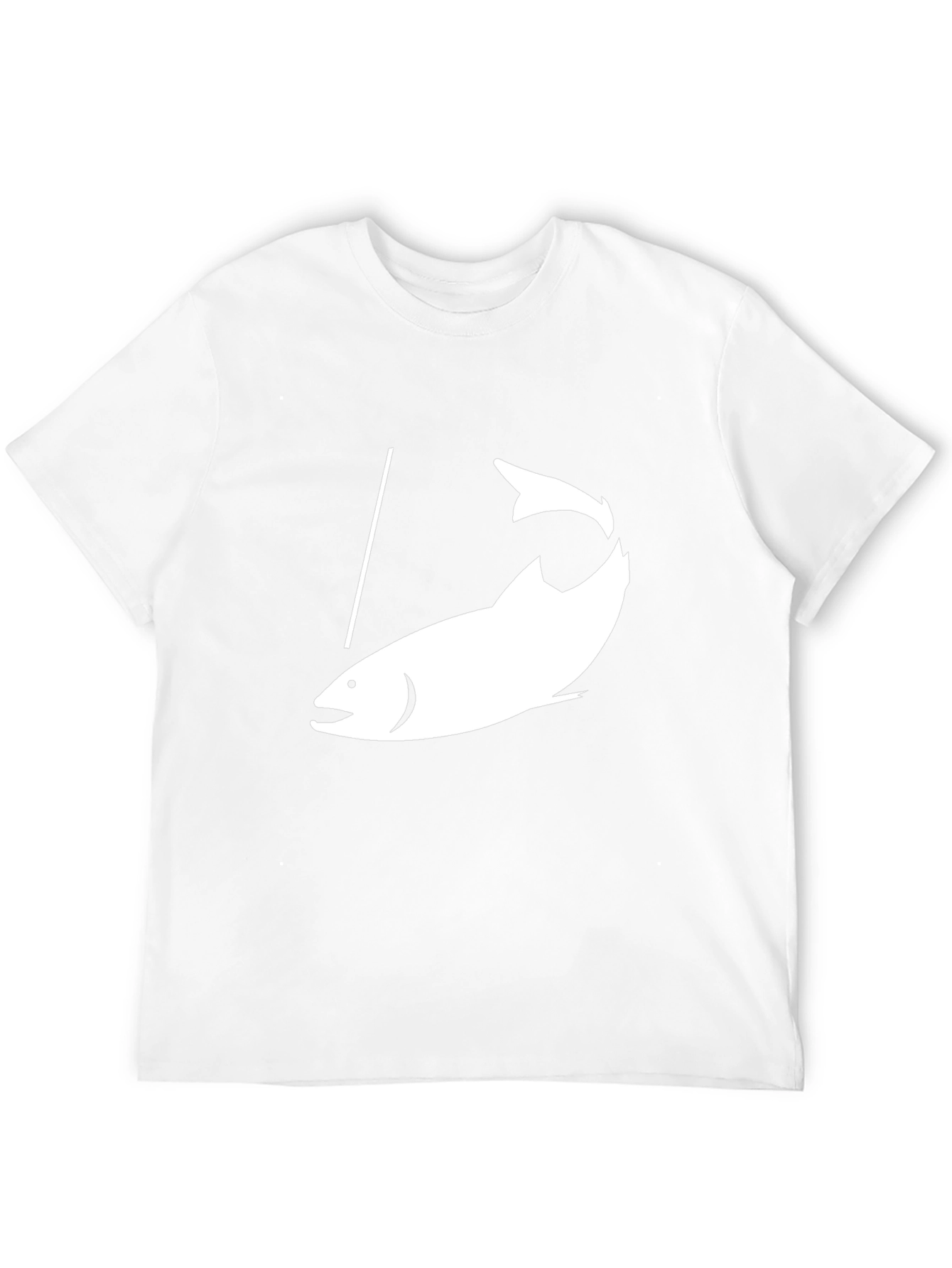 Fishing T-Shirt - Black Tee with White Fish Graphic