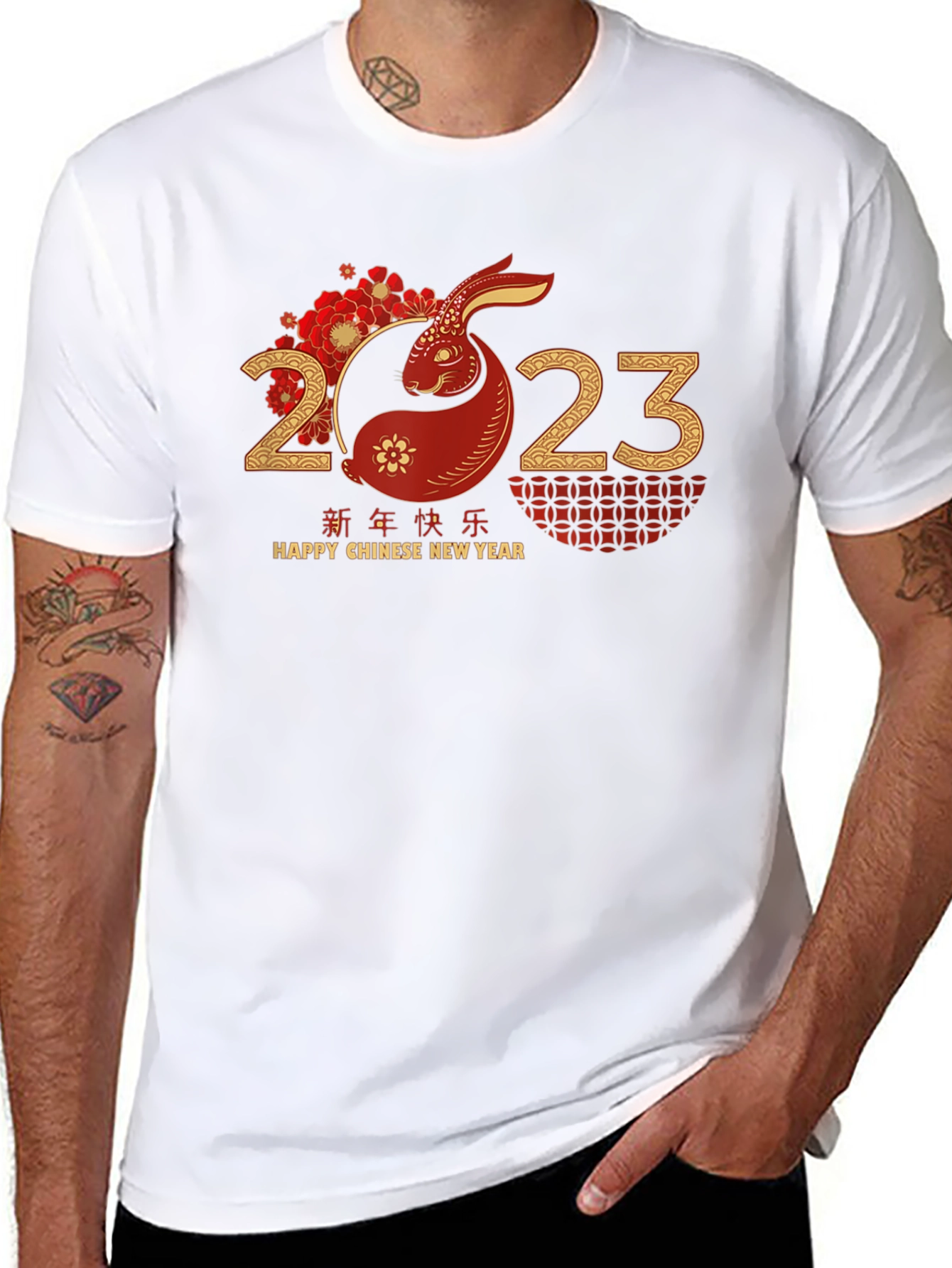Chinese New Year Rabbit 2023 Black T-Shirt