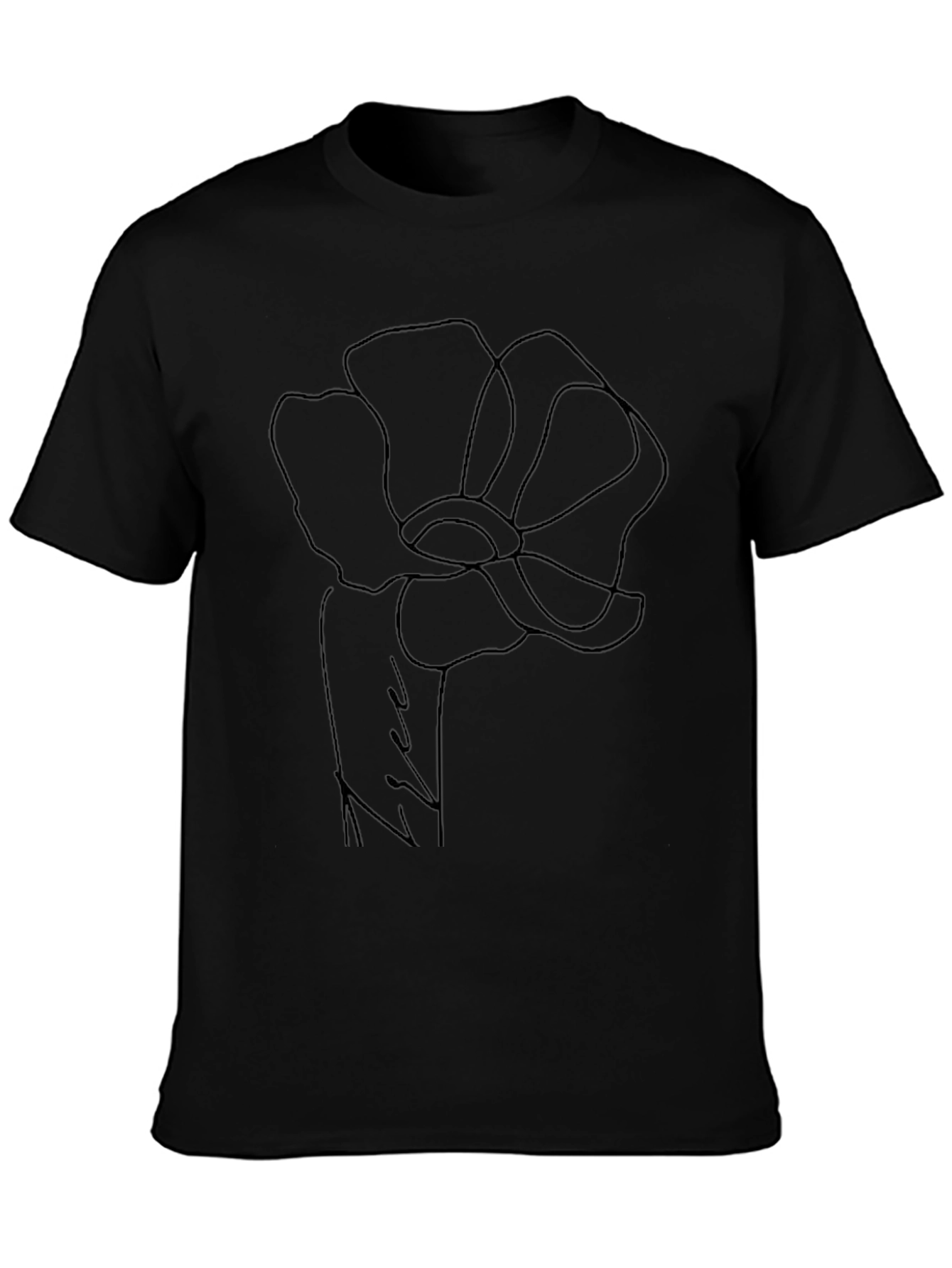 Minimalist Floral T-Shirt - Black