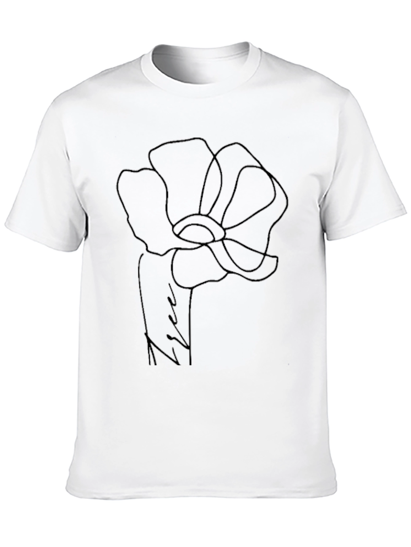 Minimalist Floral T-Shirt - Black