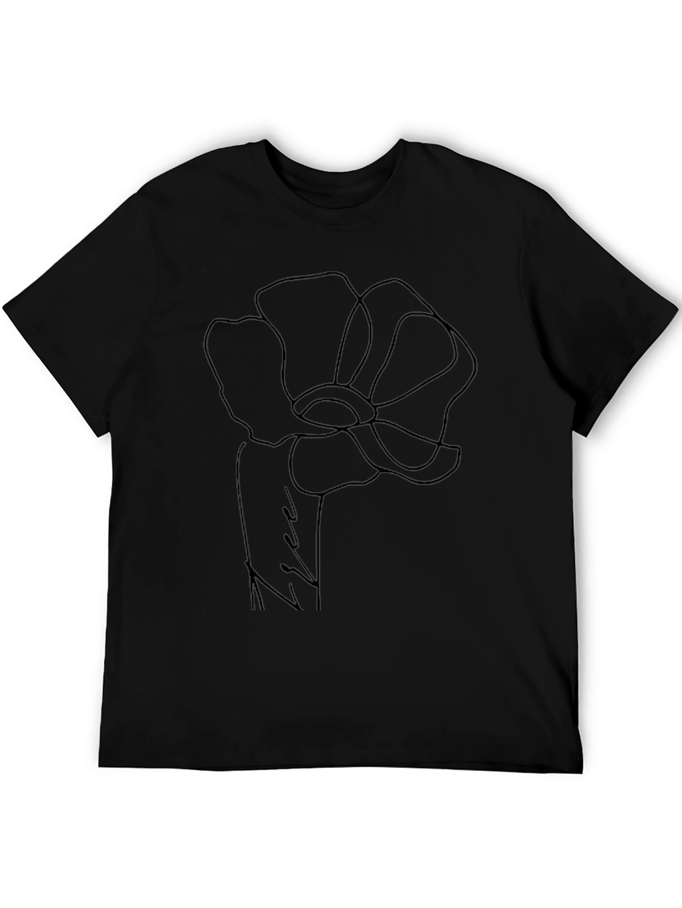 Minimalist Floral T-Shirt - Black
