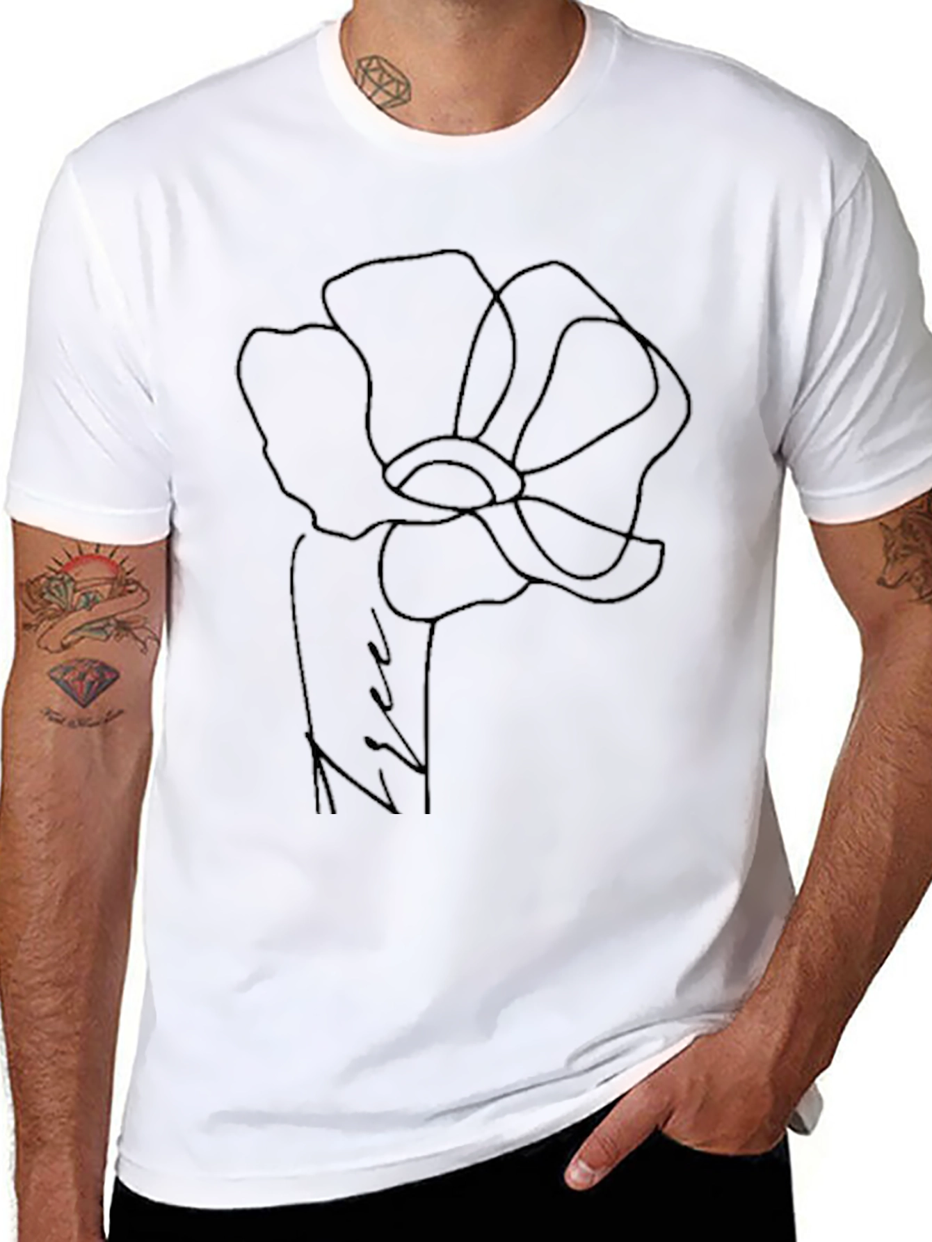 Minimalist Floral T-Shirt - Black