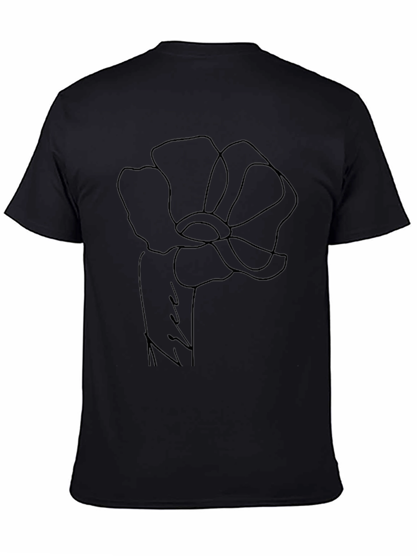 Minimalist Floral T-Shirt - Black