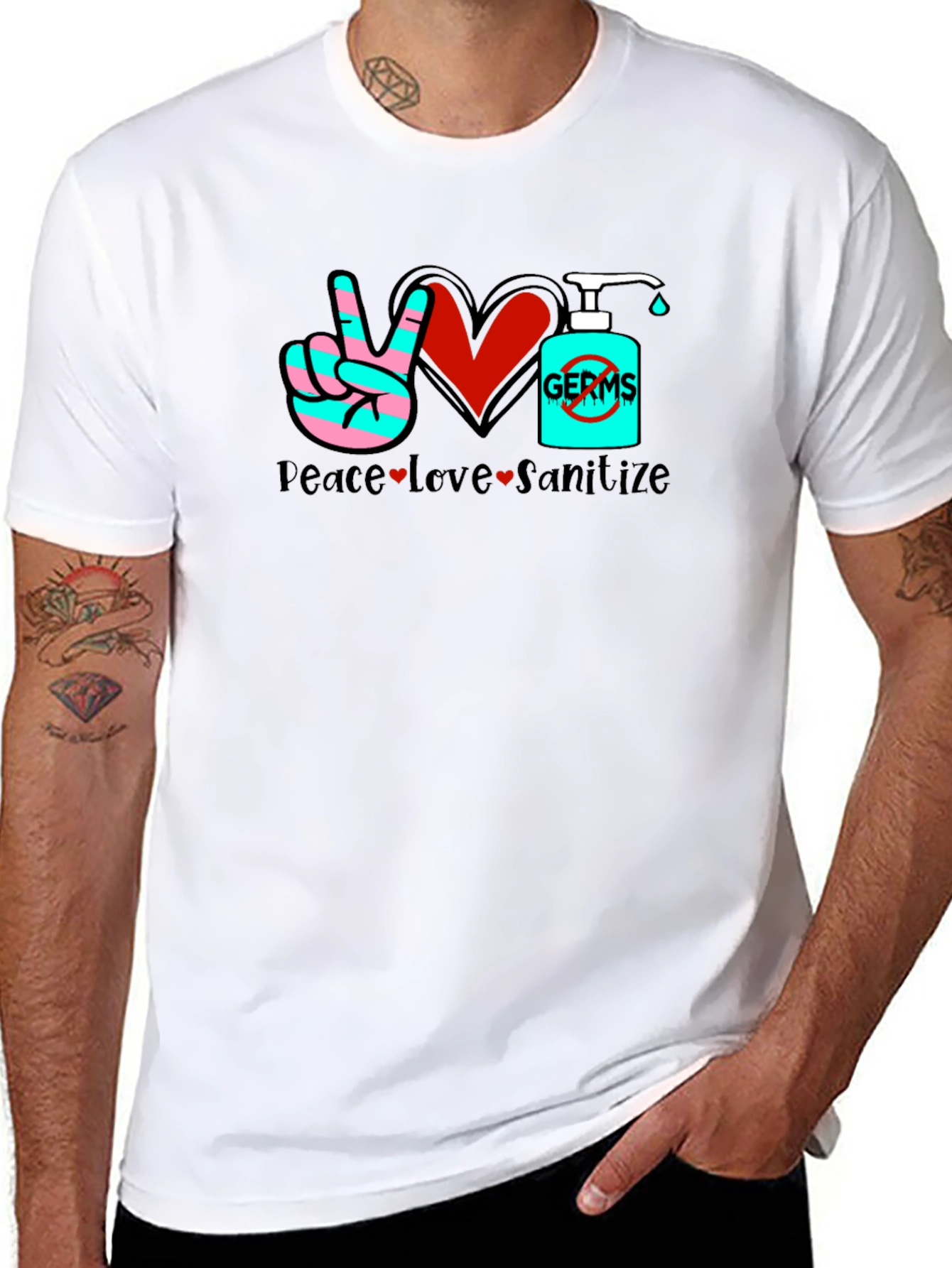 Peace Love Sanitize Black T-Shirt
