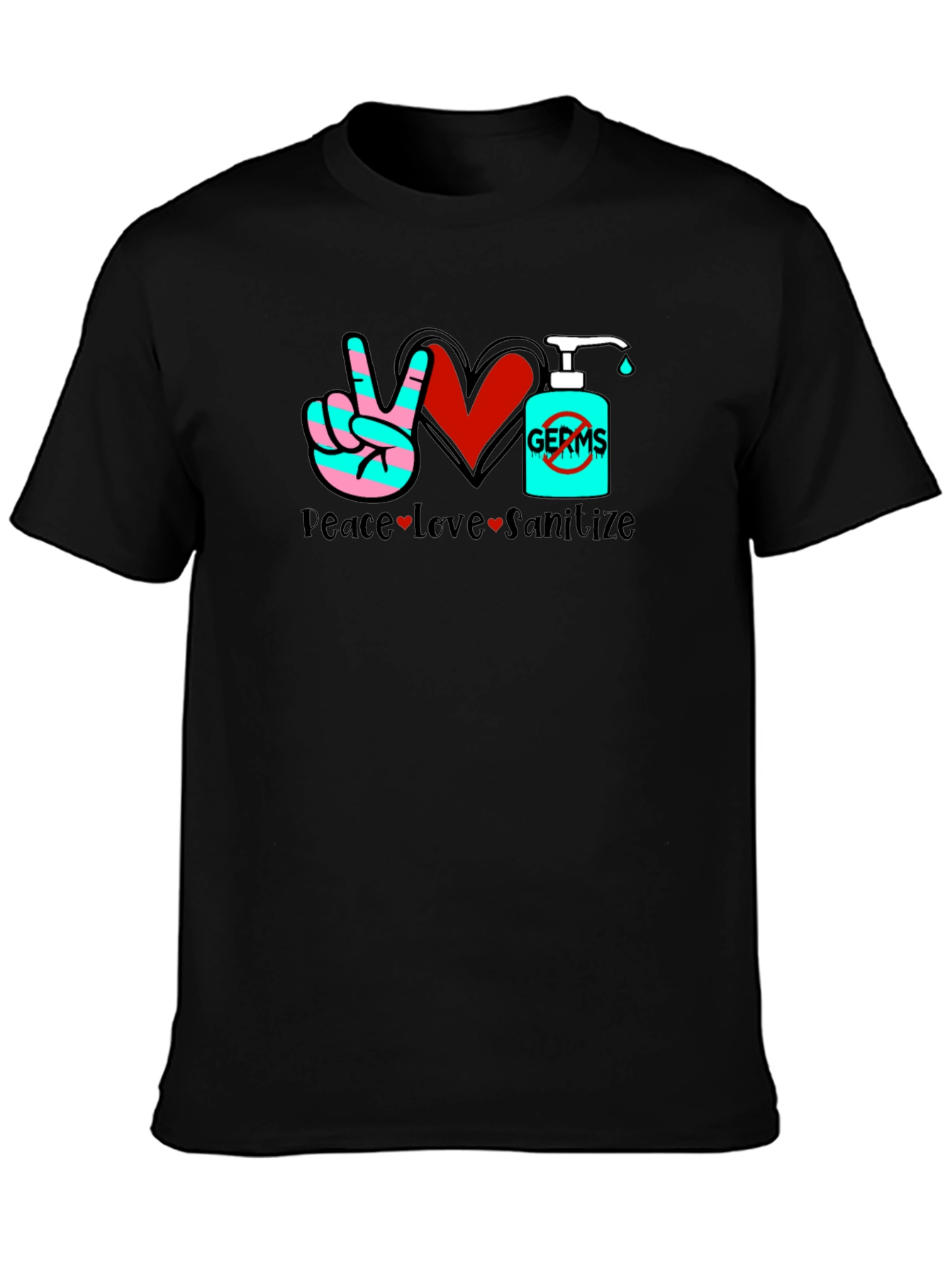 Peace Love Sanitize Black T-Shirt