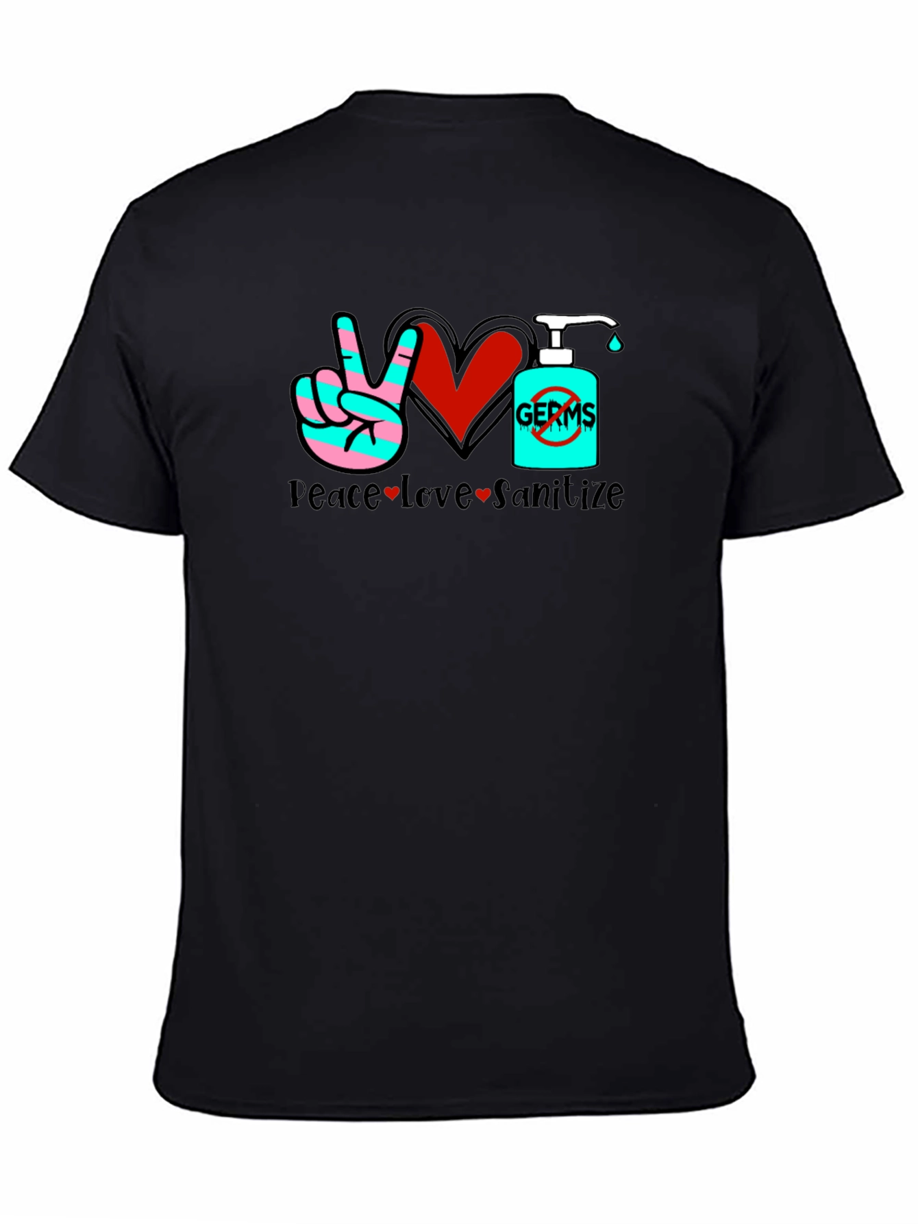 Peace Love Sanitize Black T-Shirt